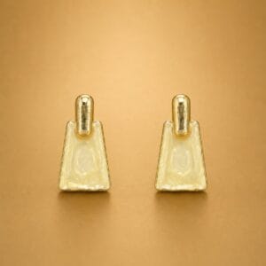 Ivory Marble Golden Earrings with geometric drops