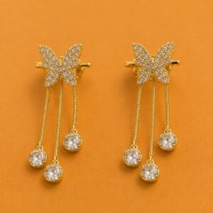 Élan butterfly drop earrings with three hanging stone strands