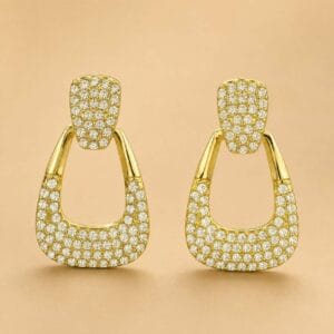 Aurielle crystal drop earrings with gold-tone geometric design