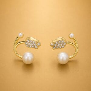 Fleur pearl statement earrings with gold-tone detailing