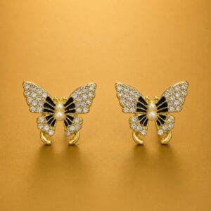 Celeste crystal butterfly earrings with black accents
