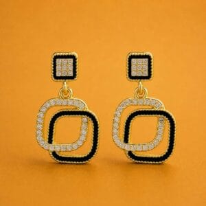 Évora black and gold geometric drop earrings