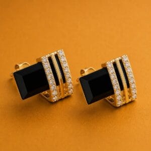 Black Luxe black crystal earrings with gold-tone detailing