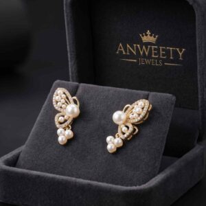 Pearl Butterfly Crystal Earrings