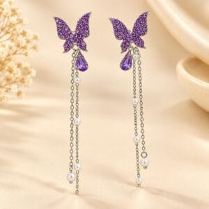 Violetta Butterfly Tassel Earrings for Women - Anweety Jewels