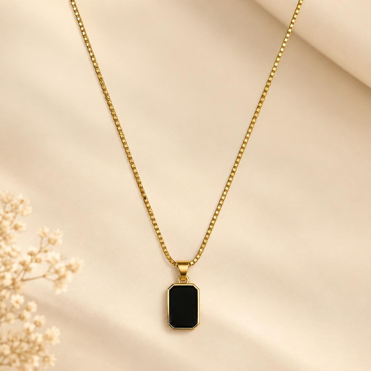 Noira Black Stone Pendant Necklace for Women - Anweety Jewels