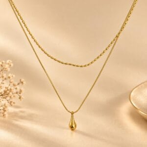 Aurelia Teardrop Layered Necklace for Women - Anweety Jewels
