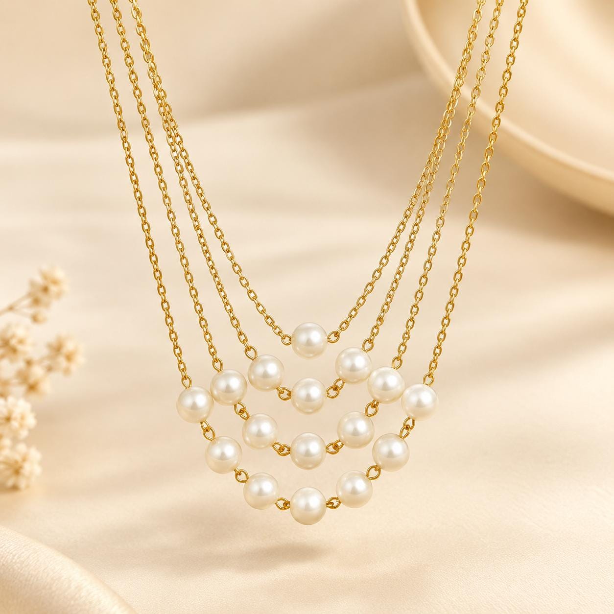 Pearl Layered Necklace - Anweety Jewels