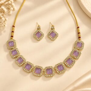 Lilac Stone Choker Necklace Set - Anweety Jewels
