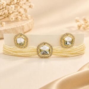 Pearl Crystal Choker Necklace Set - Anweety Jewels