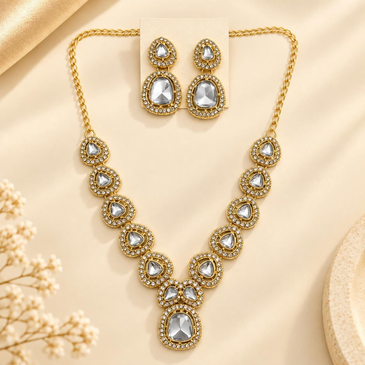 Crystal Drop Statement Necklace Set - Anweety Jewels