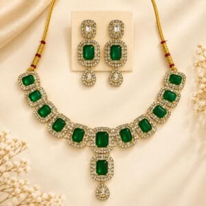 Emerald Crystal Statement Necklace Set - Anweety Jewels