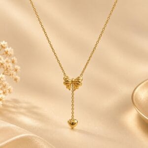Amora Bow and Heart Necklace for Women - Anweety Jewels