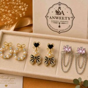 Moonlit Charm Earring Combo Set of 3 – Anweety Jewels