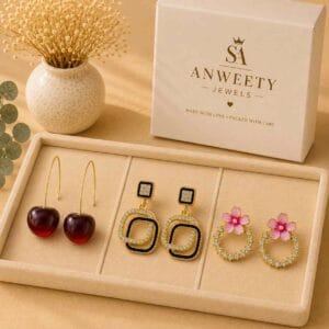 Cherry Kiss Earring Combo Set of 3 – Anweety Jewels