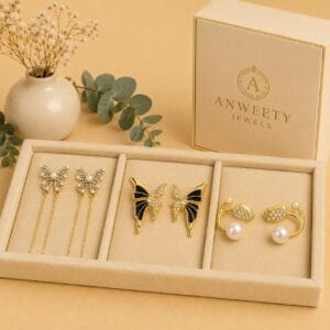 Blush Sparkle Earring Combo Set of 3 – Anweety Jewels