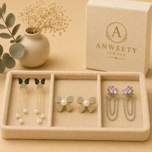 Golden Petal Earring Combo Set of 3 – Anweety Jewels