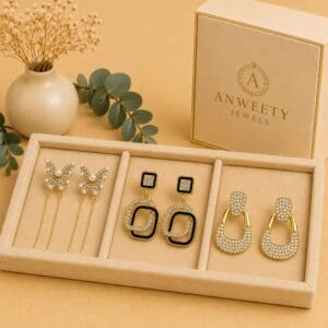 Petal Charm Earring Combo Set of 3 – Anweety Jewels