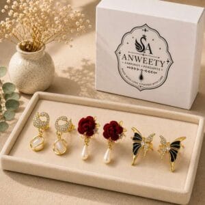 Rosy Glow Earring Combo Set of 3 – Anweety Jewels